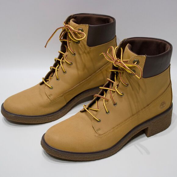 Timberland Brinda Lace-Up Heel Boot Wheat Nubuck Leather Women Size 9 Worn Once! - Picture 1 of 14